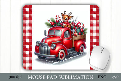 Christmas Mouse Pad PNG. Red Truck Sublimation Sublimation Olga Terlyanskaya 