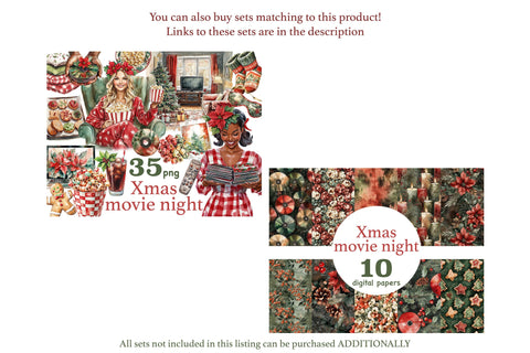 Christmas Movie Night Paper | Xmas Seamless Patterns Digital Pattern GlamArtZhanna 