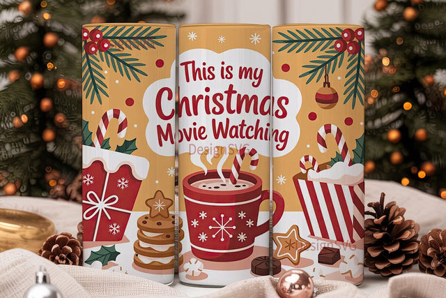 Christmas Movie Night Tumbler Wrap Sublimation DesignSVG 