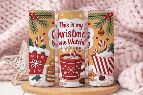 Christmas Movie Night Tumbler Wrap Sublimation DesignSVG 
