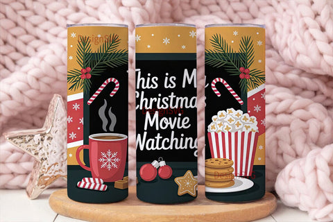 Christmas Movie Night Tumbler Wrap Sublimation DesignSVG 