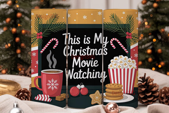 Christmas Movie Night Tumbler Wrap Sublimation DesignSVG 