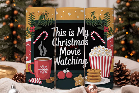 Christmas Movie Night Tumbler Wrap Sublimation DesignSVG 