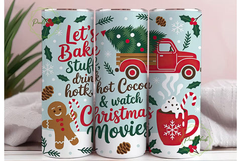 Christmas Movie Night Tumbler Wrap Sublimation PixelChick 