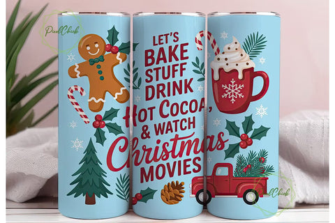Christmas Movie Night Tumbler Wrap Sublimation PixelChick 