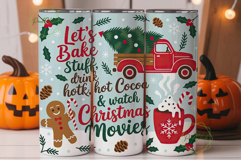 Christmas Movie Night Tumbler Wrap Sublimation PixelChick 