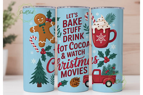 Christmas Movie Night Tumbler Wrap Sublimation PixelChick 