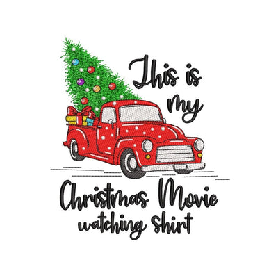 Christmas Movie Watching Shirt Embroidery Design, Christmas Truck Embroidery File, 4 sizes, Instant Download Embroidery/Applique DESIGNS Nino Nadaraia 