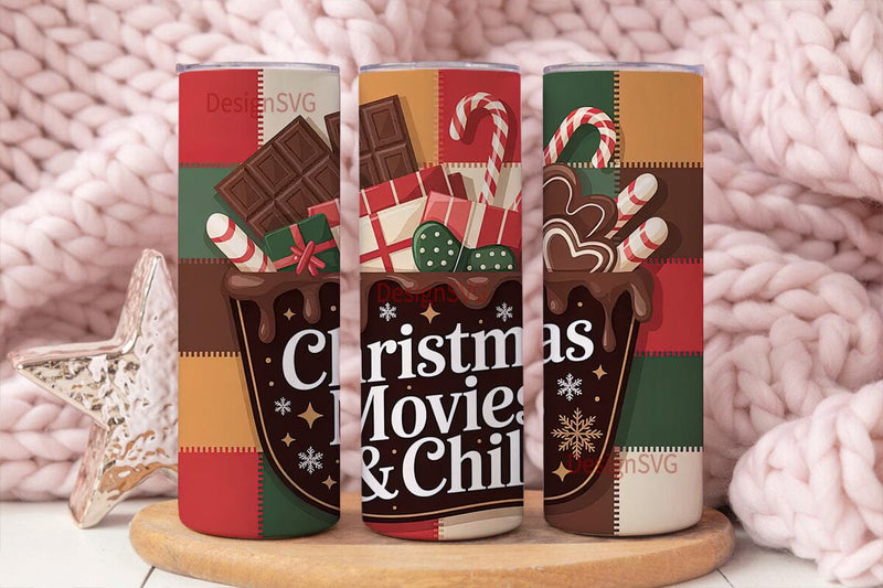 Christmas Movies Tumbler Wrap Sublimation DesignSVG 