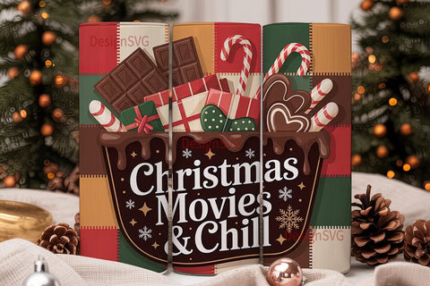 Christmas Movies Tumbler Wrap Sublimation DesignSVG 