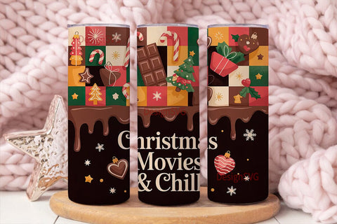 Christmas Movies Tumbler Wrap Sublimation DesignSVG 