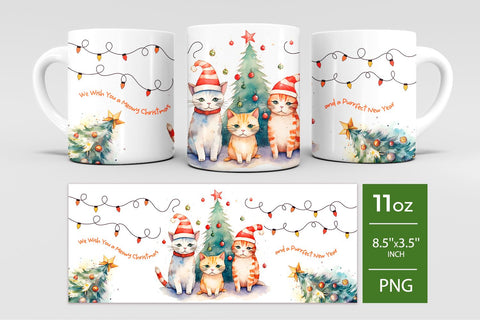 christmas mug sublimation, cat christmas mug designs Sublimation KMarinaDesign 