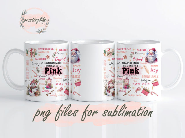 Christmas Mug Sublimation Design Digital Download PNG Instant DIGITAL Retro Holiday Pink Christmas Mug PNG Sublimation PrintingLife 