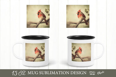 Christmas Mug Sublimation PNG. Cardinal Mug PNG Sublimation Olga Terlyanskaya 