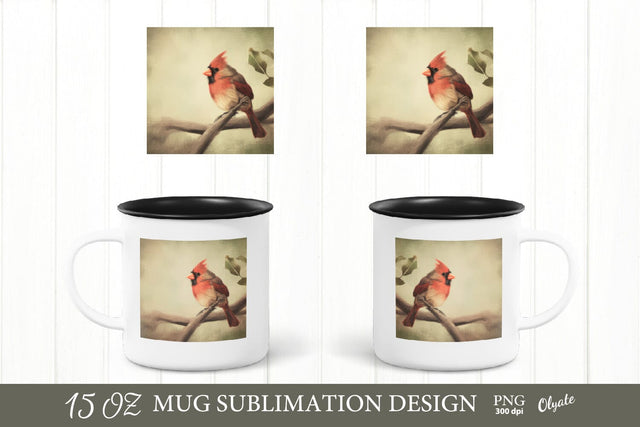 Christmas Mug Sublimation PNG. Cardinal Mug PNG Sublimation Olga Terlyanskaya 