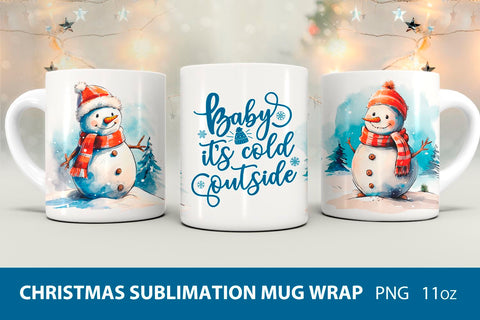 Christmas mug sublimation, snowman mug sublimation Sublimation KMarinaDesign 