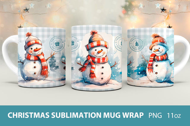 christmas mug sublimation, snowman mug sublimation Sublimation KMarinaDesign 