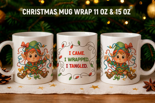 Christmas Mug Wrap Design, Elf mug wrap Sublimation KMarinaDesign 