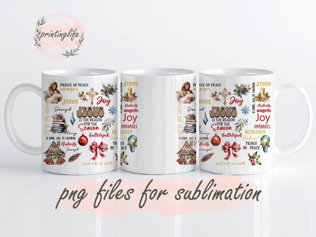 Christmas Mug Wrap Design, Instant Digital Design Download Mug Wrap Design, Mug Design PNG Sublimation PrintingLife 
