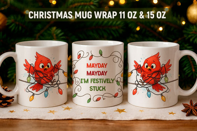 Christmas Mug Wrap Design Sublimation KMarinaDesign 