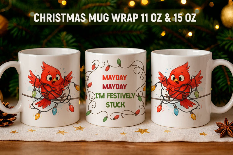 Christmas Mug Wrap Design Sublimation KMarinaDesign 