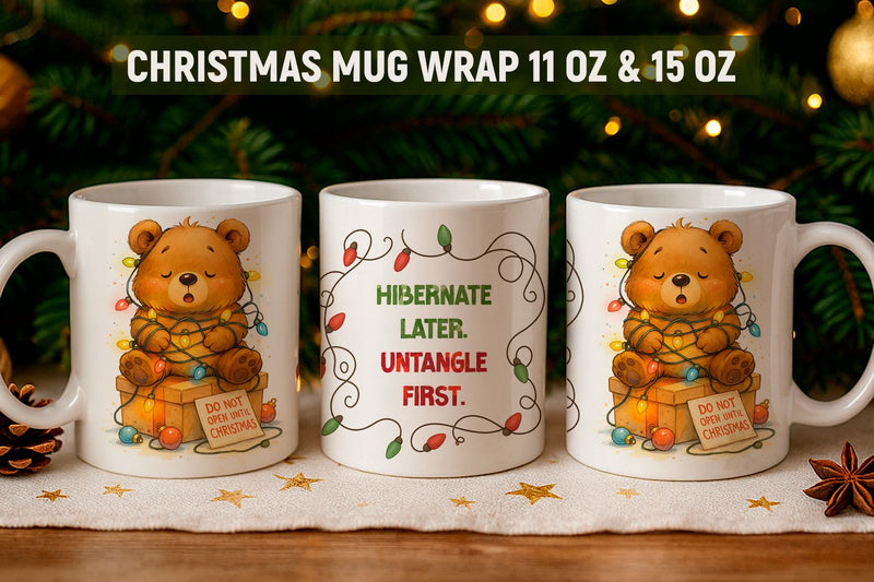 Christmas Mug Wrap Design Sublimation KMarinaDesign 