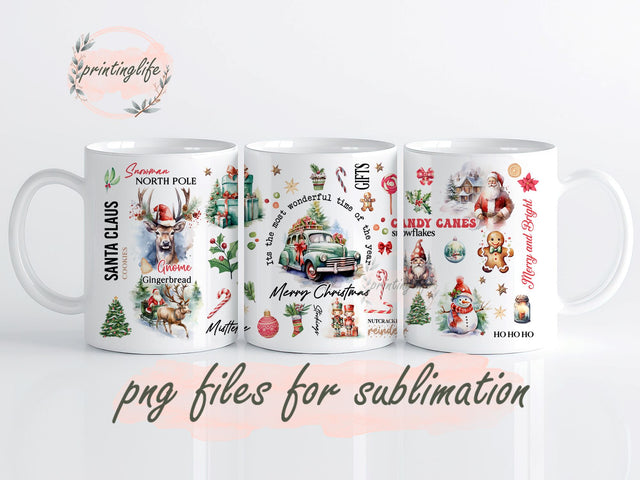 Christmas Mug Wrap PNG, Retro Holiday, Retro Xmas, Gift for Christmas Holiday Digital Design Download Mug Wrap Design, Mug Design PNG Sublimation PrintingLife 