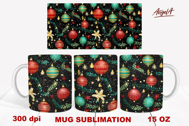 Christmas mug wrap sublimation, Christmas ornament Sublimation Angelina Semenova 