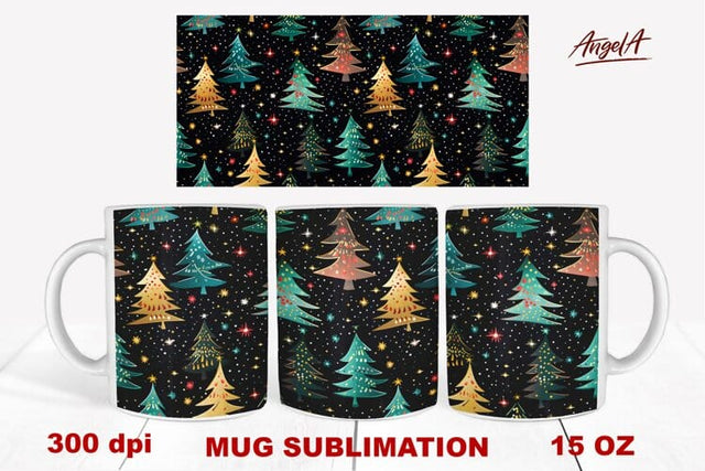 Christmas mug wrap sublimation, christmas tree wrap Sublimation Angelina Semenova 