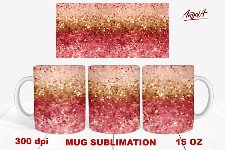 christmas mug wrap sublimation / pink and gold gradient png Sublimation Angelina Semenova 