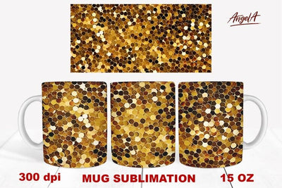 Christmas mug wrap sublimation / shiny gold sequin texture Sublimation Angelina Semenova 
