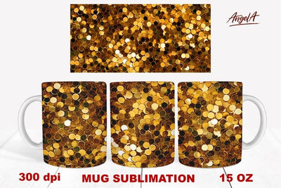 Christmas mug wrap sublimation / shiny gold sequin texture Sublimation Angelina Semenova 