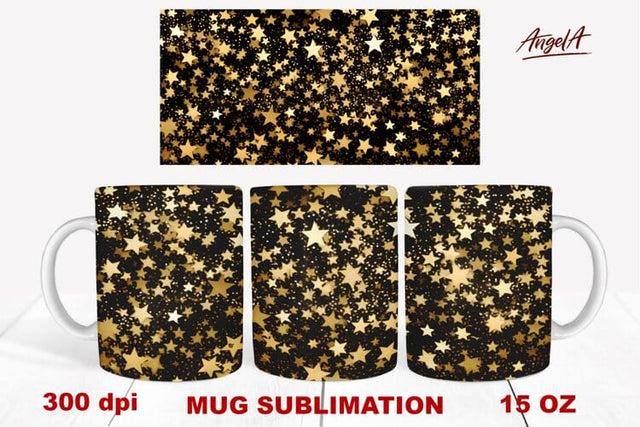 christmas mug wrap sublimation / shiny gold stars texture Sublimation Angelina Semenova 