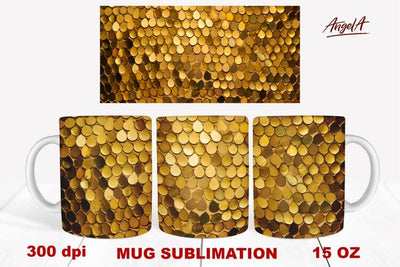 christmas mug wrap sublimation / shiny gold texture Sublimation Angelina Semenova 