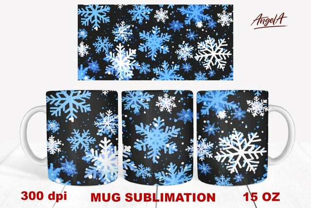 christmas mug wrap sublimation / snowflakes bright, sparkles Sublimation Angelina Semenova 
