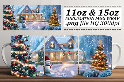 Christmas Mug Wrap Sublimation with Winter Wonderland - 11oz & 15oz Mugs Sublimation afrosvg 