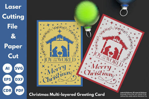 Christmas multi-layered greeting cards | paper cut | svg laser cut Glowforge SVG tofigh4lang 