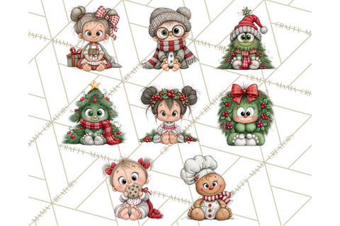 Christmas Munchkins Cute Holiday Clipart PNG Sublimation Crafty Mama Studios 