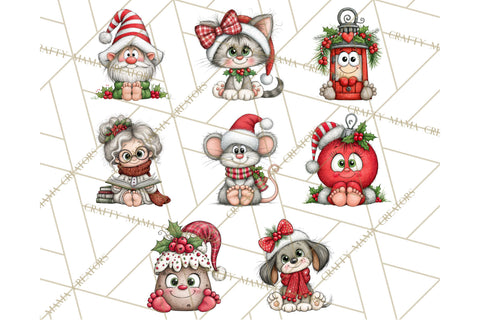 Christmas Munchkins Cute Holiday Clipart PNG Sublimation Crafty Mama Studios 