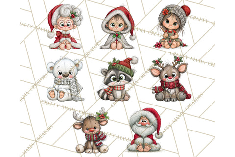 Christmas Munchkins Cute Holiday Clipart PNG Sublimation Crafty Mama Studios 