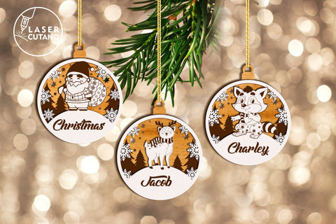 Christmas Names Ornaments Set of 12, Laser Cut Files SVG LaserCutano 