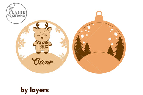 Christmas Names Ornaments Set of 12, Laser Cut Files SVG LaserCutano 