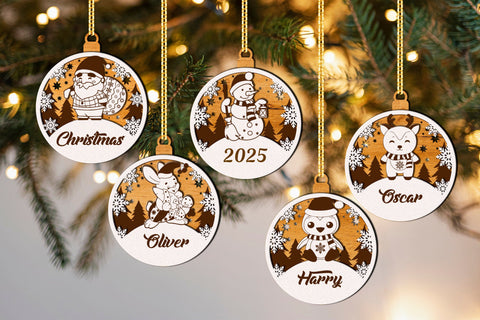 Christmas Names Ornaments Set of 12, Laser Cut Files SVG LaserCutano 