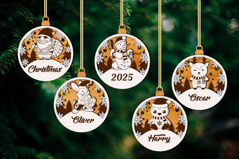 Christmas Names Ornaments Set of 12, Laser Cut Files SVG LaserCutano 