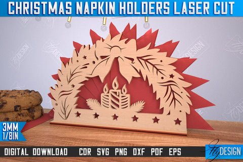 Christmas Napkin Holder Bundle | Holidays | Dining Table Decoration | New Year | Christmas Decorations | CNC Files SVG Fly Design 