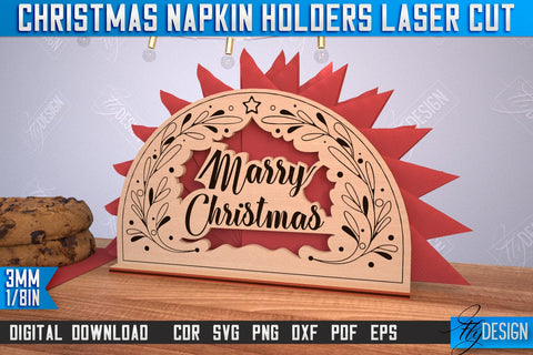 Christmas Napkin Holder Bundle | Holidays | Dining Table Decoration | New Year | Christmas Decorations | CNC Files SVG Fly Design 