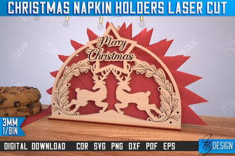 Christmas Napkin Holder Bundle | Holidays | Dining Table Decoration | New Year | Christmas Decorations | CNC Files SVG Fly Design 