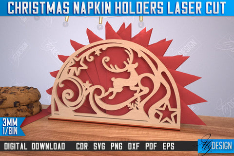 Christmas Napkin Holder Bundle | Holidays | Dining Table Decoration | New Year | Christmas Decorations | CNC Files SVG Fly Design 