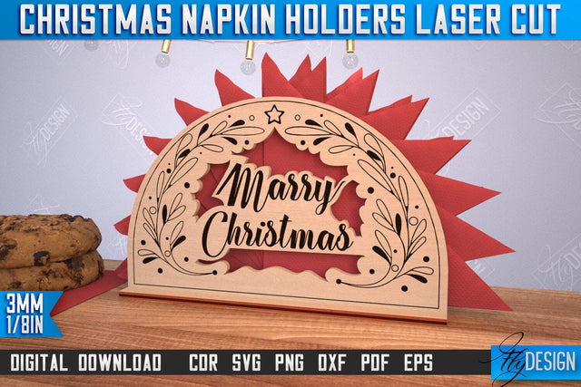 Christmas Napkin Holder | Holidays | Dining Table Decoration | New Year | Christmas Decorations | CNC File SVG Fly Design 