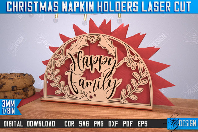 Christmas Napkin Holder | Holidays | Dining Table Decoration | New Year | Christmas Decorations | CNC File SVG Fly Design 